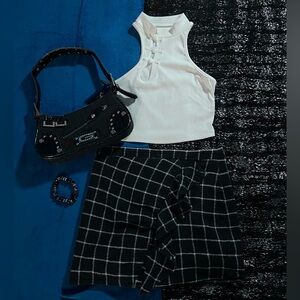 White halter top with a touch of Y2K charm